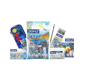 DOMS Painting Kit – Complete Art Set for Kids with Water Colours, Brushes & Crayons