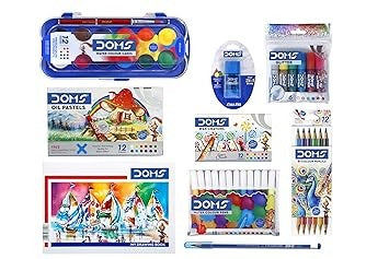 DOMS Painting Kit – Complete Art Set for Kids with Water Colours, Brushes & Crayons